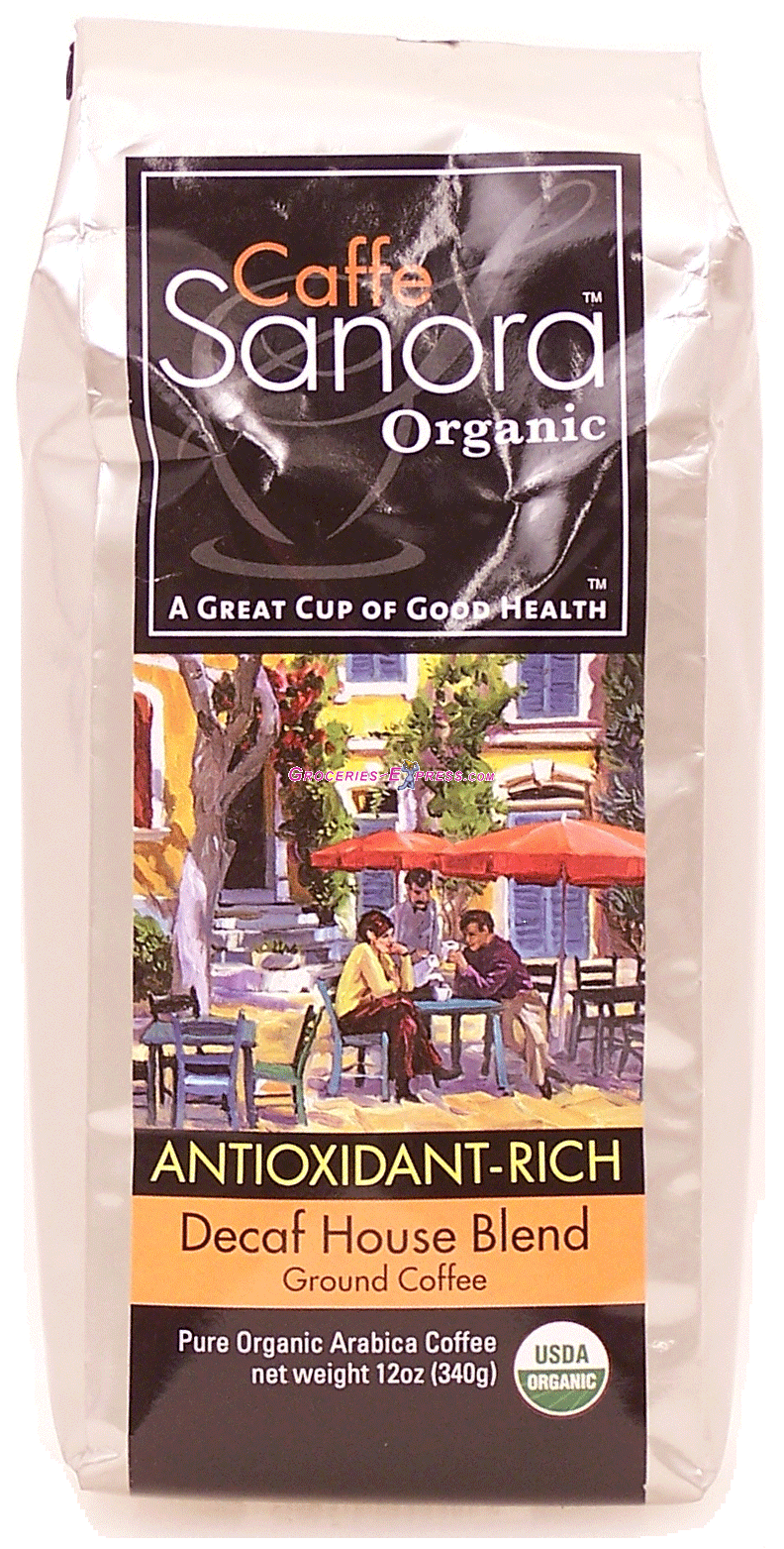Caffe Sanora&nbsp;organic&nbsp;decaf house blend ground coffee, antioxidant-rich, arabica Full-Size Picture